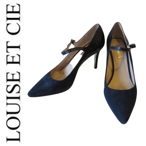 Louise et Cie Shoes - Louise et Cie Blue Suede and Faux Snake Skin Heels